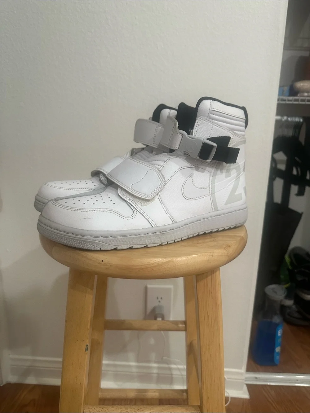 Jordan Moto 1 White High-Top Athletic Sneakers with Black Accents